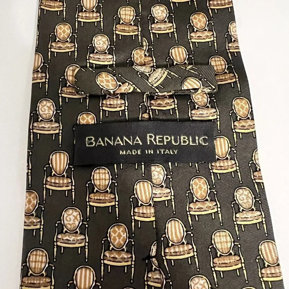 Banana Republic Silk Tie Necktie Made In Italy Antique Chairs Decor